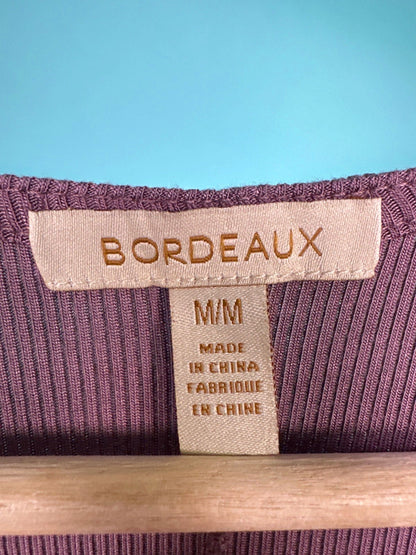 Bordeaux Mauve Ribbed Long Sleeve Dress M