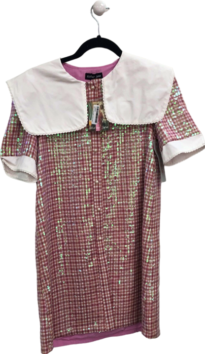 Sister Jane Pink Sequin Gingham Dress Size S