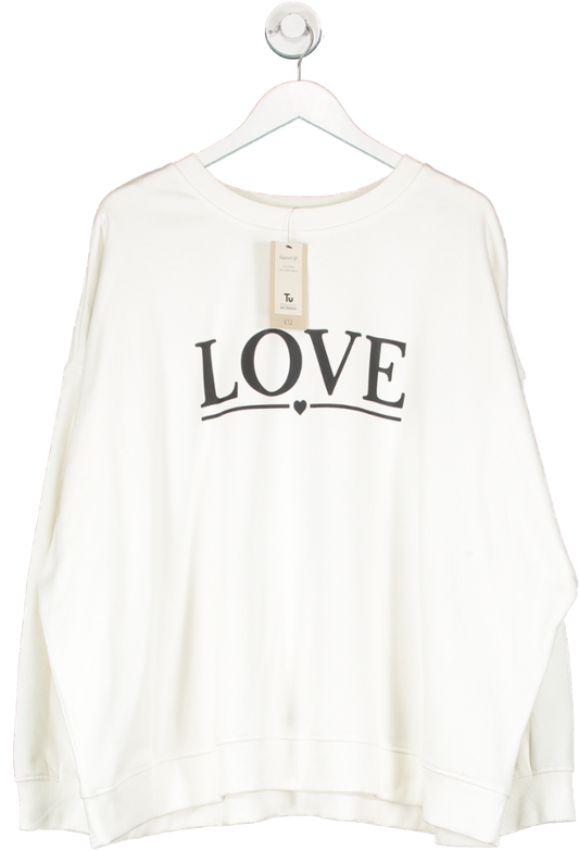 TU White Love Logo Relaxed Fit Sweatshirt UK XXL