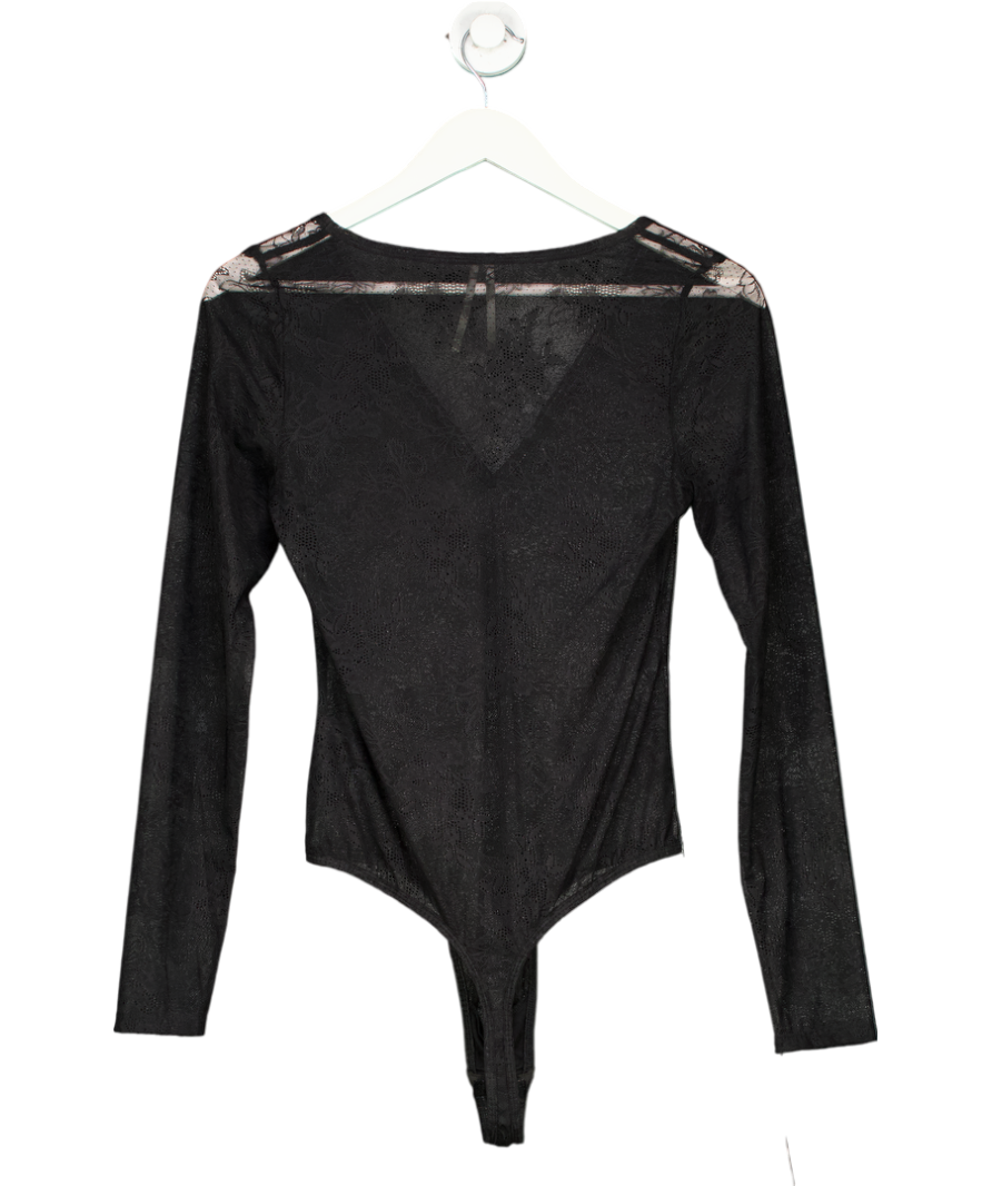 Anthropologie Black V Neck Lace Bodysuit UK M