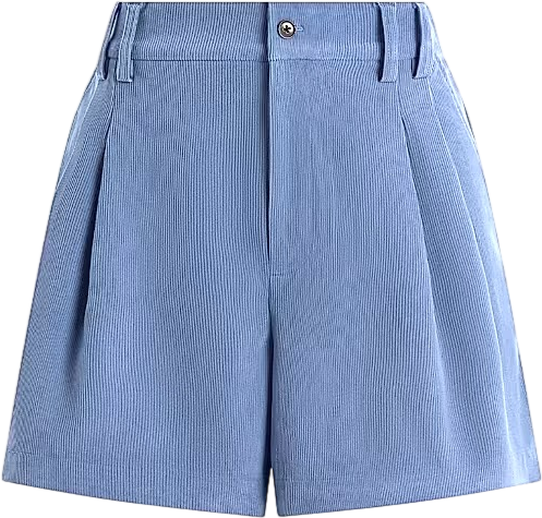 VARLEY Dusty Blue Jorden Pleated Corduroy Shorts UK S