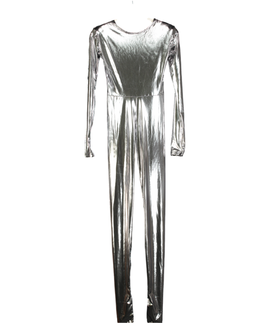FIORUCCI Metallic Silver footed Jumpsuit UK S