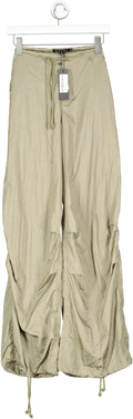 Motelrocks Silver Green Wide Leg Parachute Trousers UK S