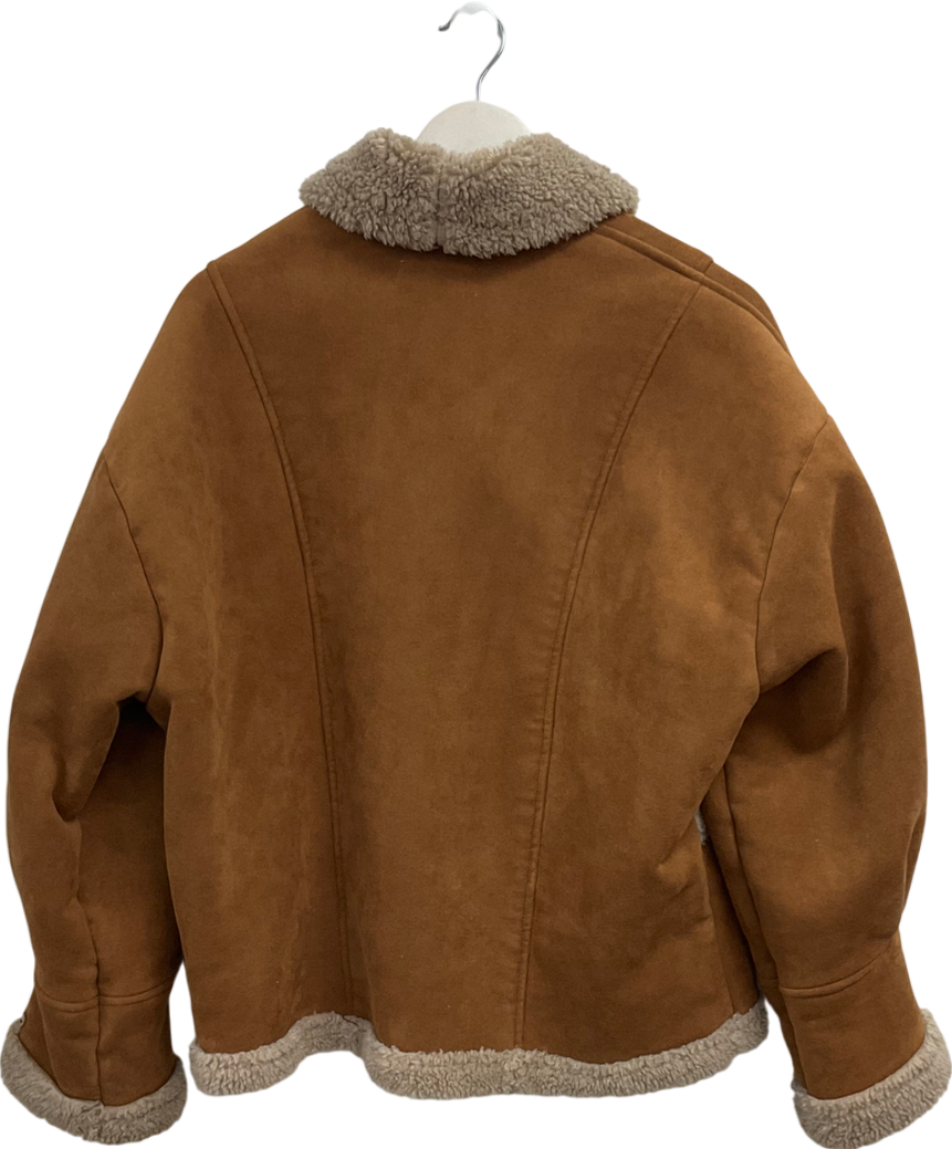 storets Brown Faux Sheepskin Jacket UK S/M