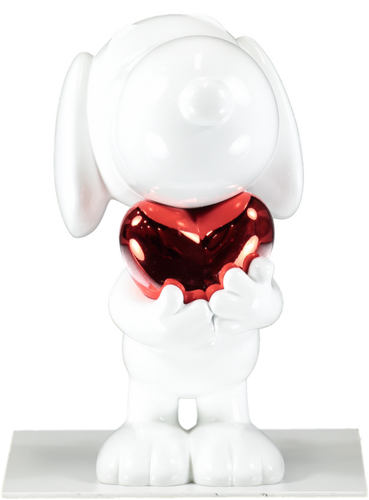 Leblon Delienne White Snoopy Metallic Heart Resin Figurine Ltd.Edition