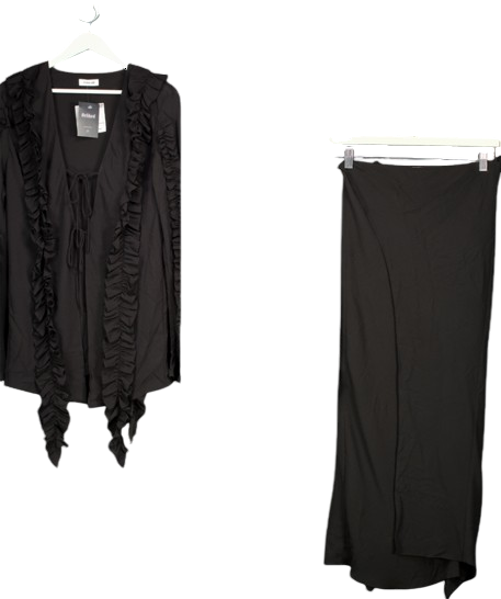 H&M Black Studio Collection Ruffled 2-piece Skirt And Blouse Set UK L