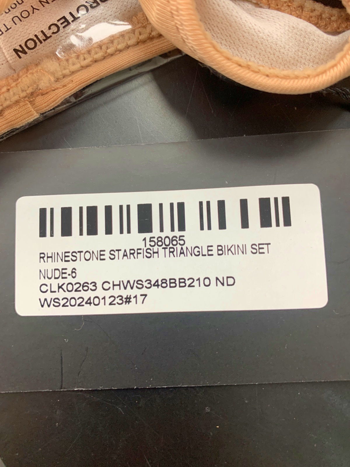 EGO Nude Rhinestone Starfish Triangle Bikini Set UK 6
