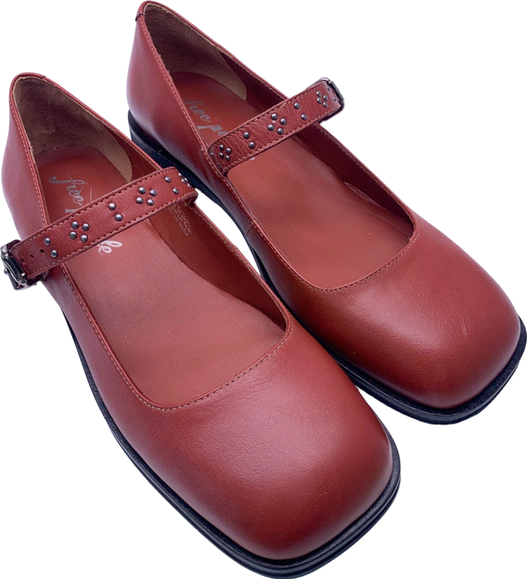 Free People Red Mary Jane Flat Shoes UK 7