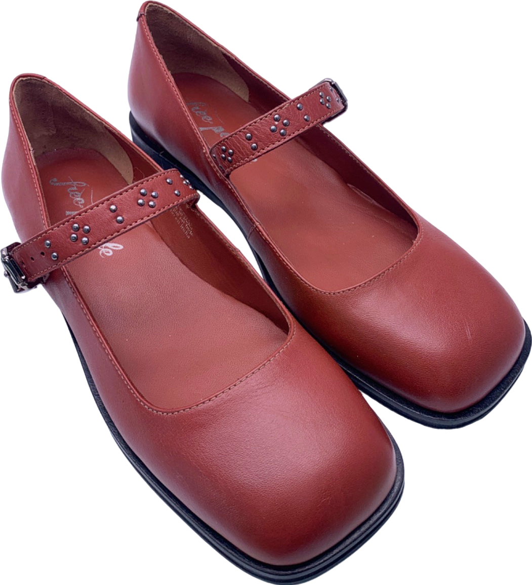Free People Red Mary Jane Flat Shoes UK 7