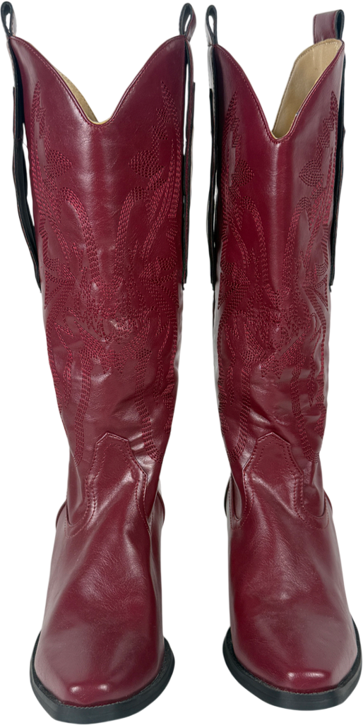 DIA STUDIOS Red Blair Burgundy Cowboy Boots UK 6 EU 39