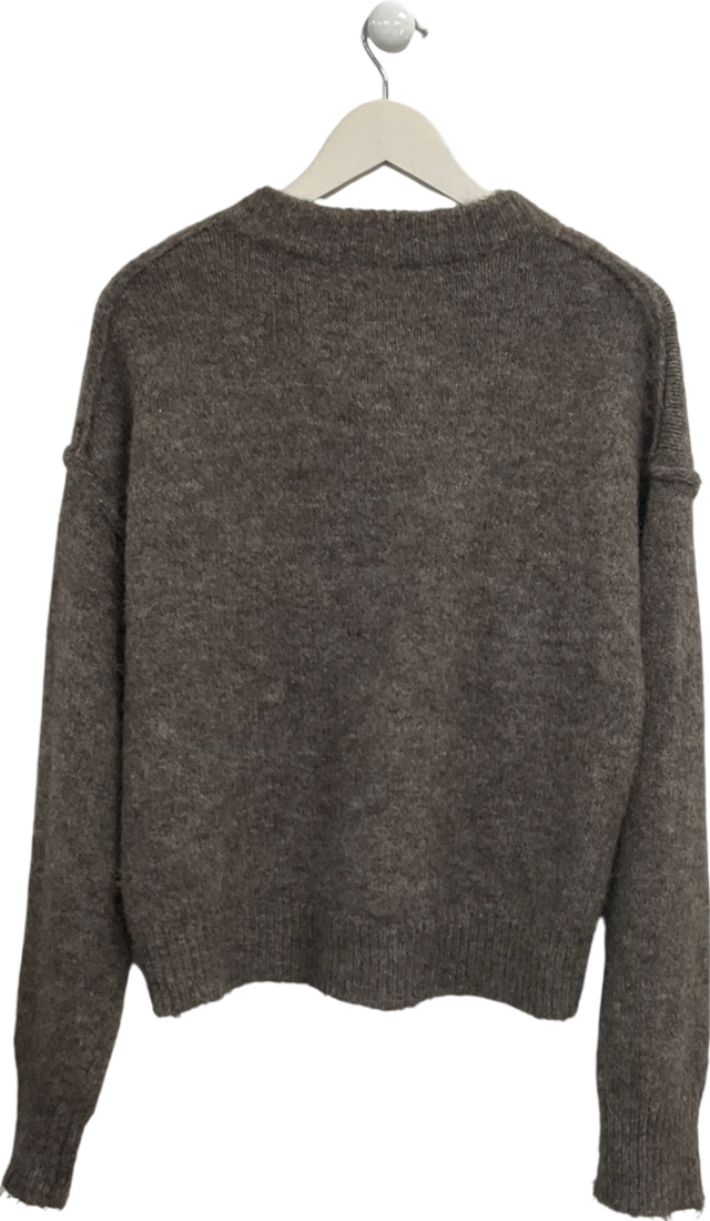 Topshop Brown Oversized Wool Blend Cardigan UK XS