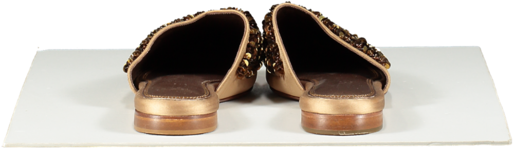 zyne Metallic Bronze Leather Beaded Mules UK 6 EU 39 👠