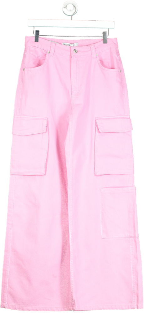 Bershka Pink Cargo Wide Leg Trousers UK 10