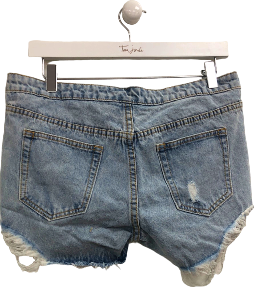 Missguided Blue Distressed Maternity Denim Shorts UK 8