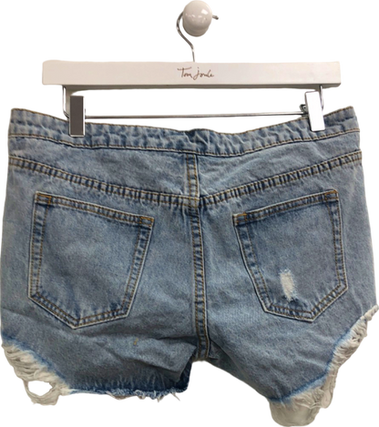 Missguided Blue Distressed Maternity Denim Shorts UK 8