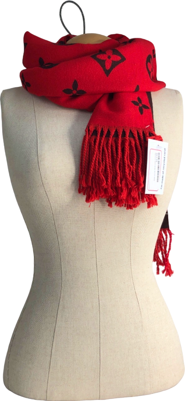Louis Vuitton Red Monogram Scarf One Size