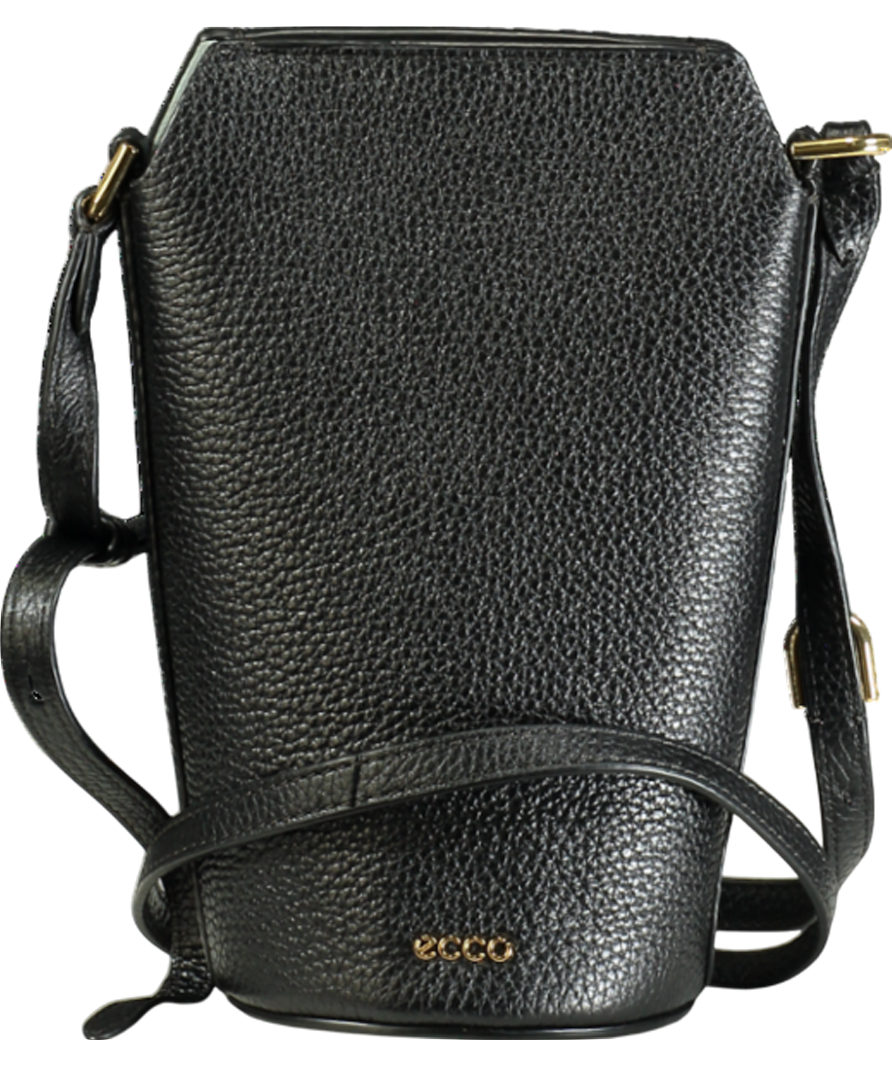 Ecco Black Leather Crossbody Pot Bag