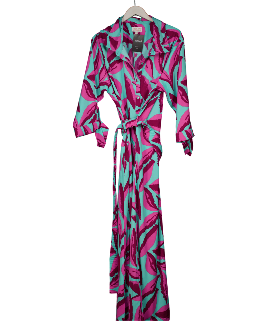 Dancing Leopard Green Dove Dress In Pink On Mint Leaf UK 22 – Reliked