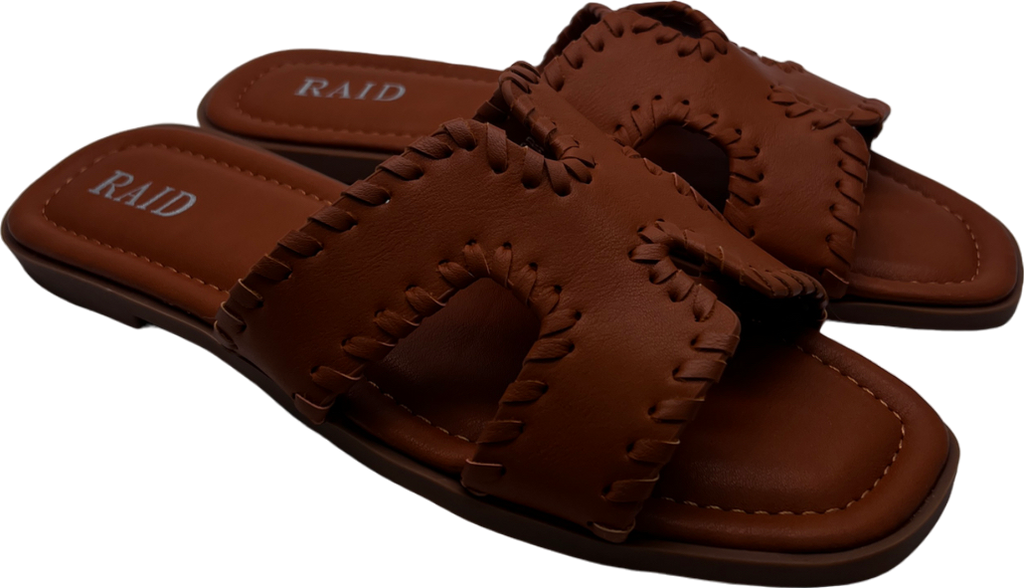 Raid Nude Wide Fit Ginerva Flat Sandals In Tan UK 5 EU 38 👠