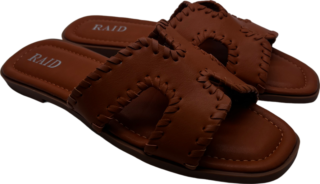 Raid Nude Wide Fit Ginerva Flat Sandals In Tan UK 5 EU 38 👠
