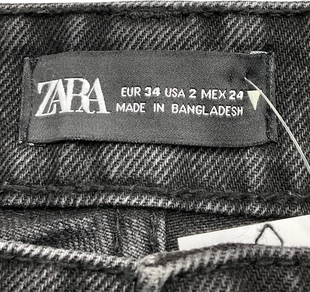 ZARA Black Straight Leg High Waisted Jeans UK 6