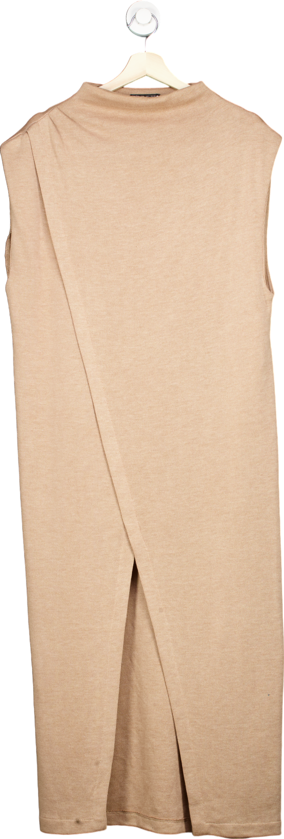 Zara Tan Sleeveless Knit Dress UK L