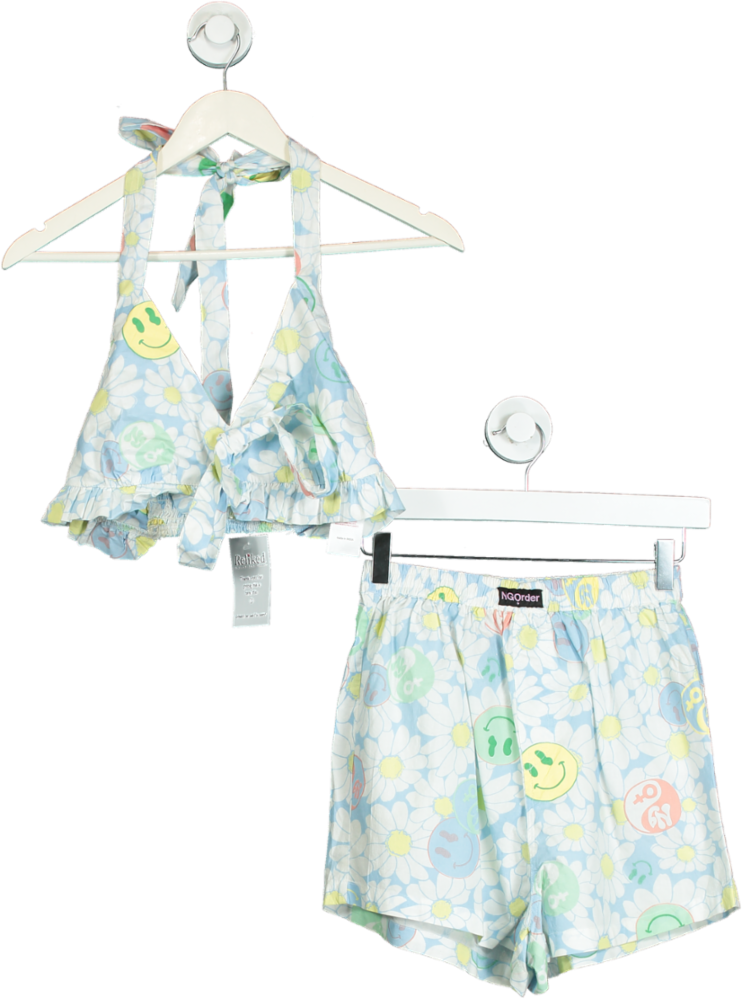 NGOrder Multicolour Smiley Daisy Print Halter Top and Shorts Set UK 8