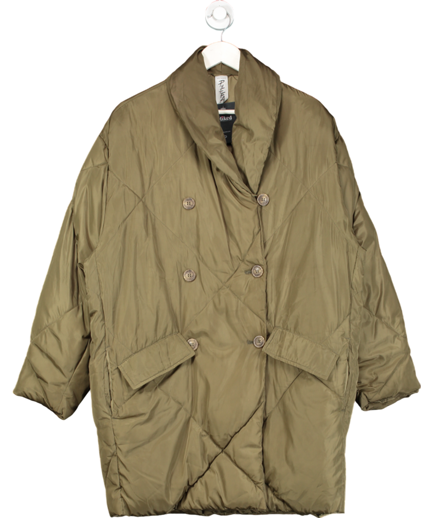 Free People Green Oversized Double Breasted Puffer UK S