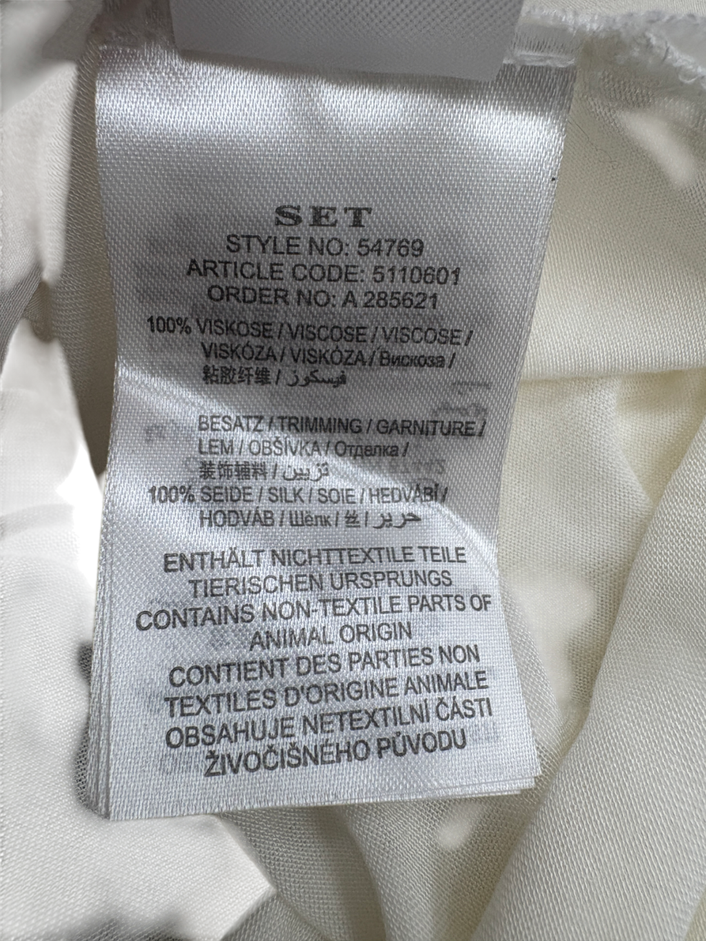 SET Cream Zoey 100% Silk Button T-shirt UK 10