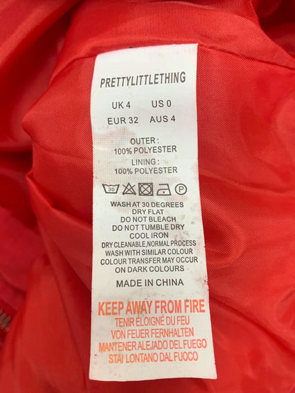 PrettyLittleThing Red Puffer Jacket UK 4
