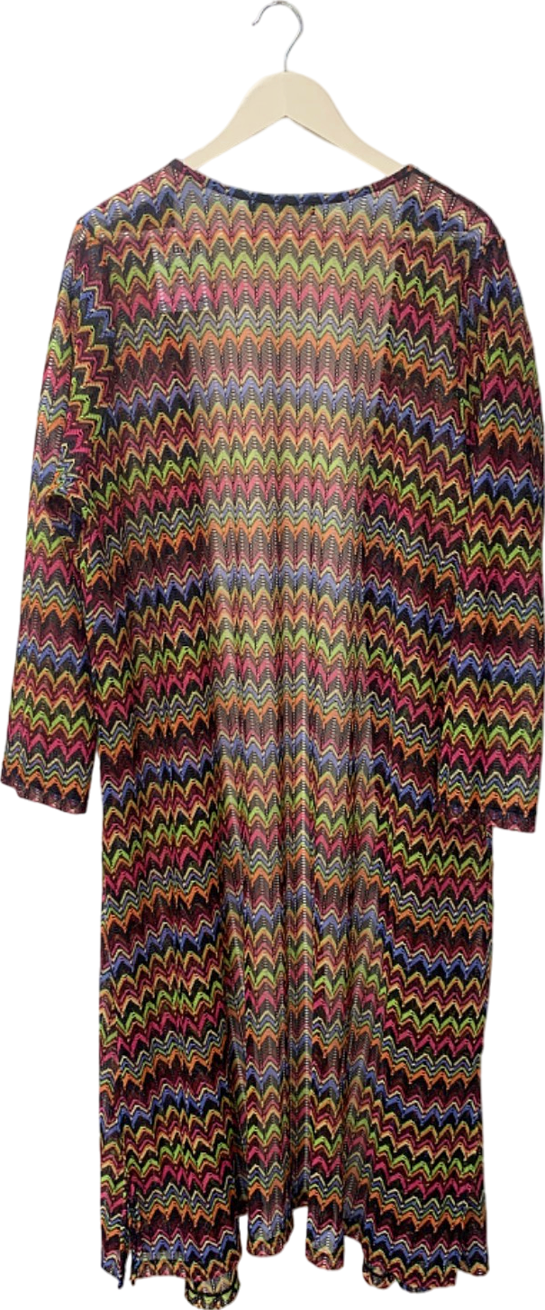 Very Multicolour Zigzag Pattern Long Cardigan UK 26