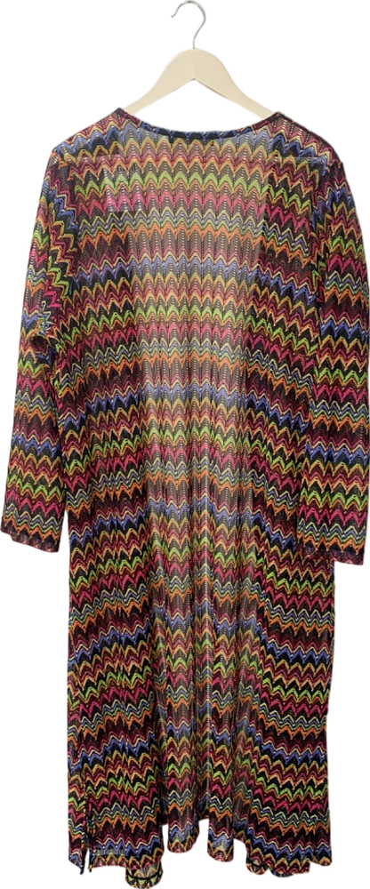 Very Multicolour Zigzag Pattern Long Cardigan UK 26