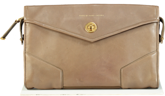 Marc by Marc Jacobs Taupe Leather Oversize clutch bag