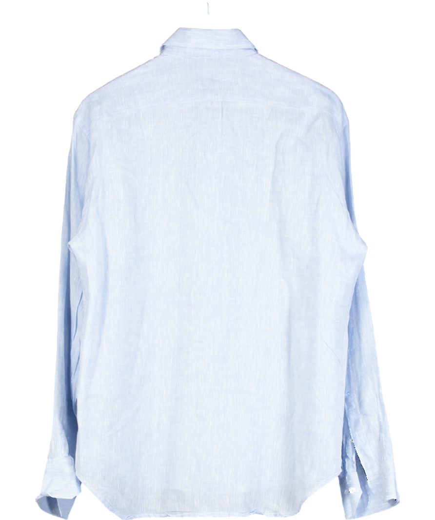 Frescobol Carioca Blue Antonio Linen Shirt UK L