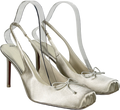 Charles & Keith Cream Satin Ruched Stiletto Slingback Pumps Chalk UK 4 EU 37