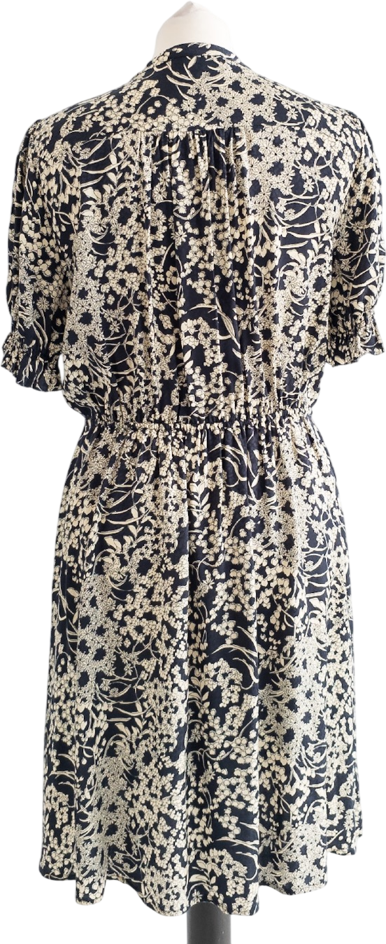 Ba&sh Navy Blue Floral Mini Tea Dress UK 10