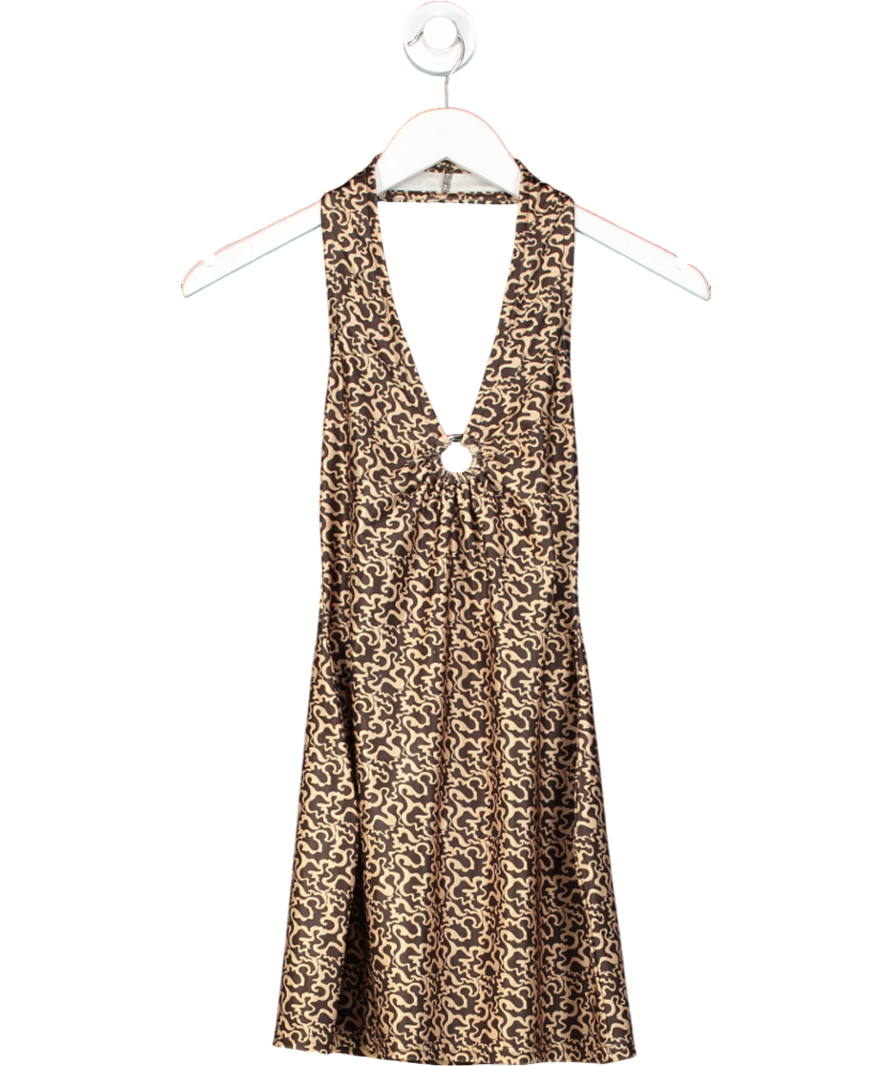 Urban Outfitters Brown Halterneck Swirl Mini Dress UK S