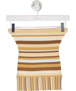 Faithfulll the Brand Yellow Citara Striped Knitted Cotton-blend Tube Top UK 6