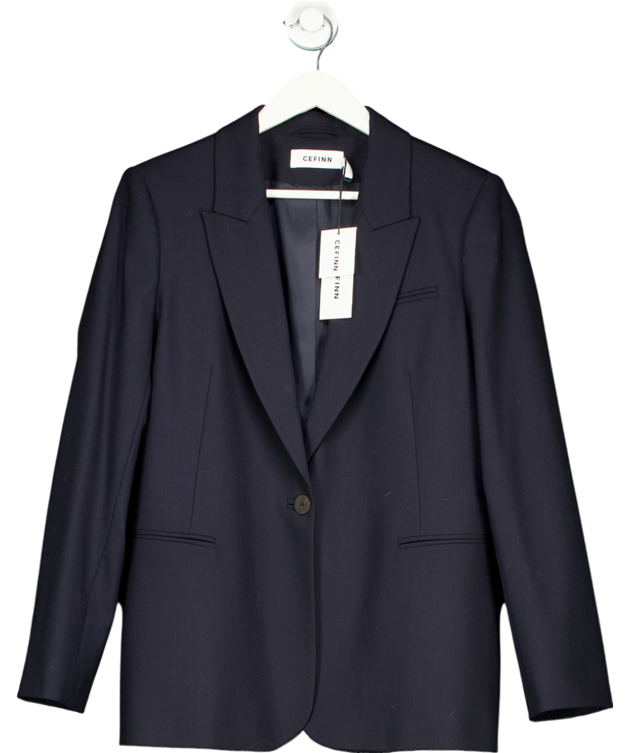CEFINN Navy Blue Classic Stretch Wool Blend Blazer UK 16