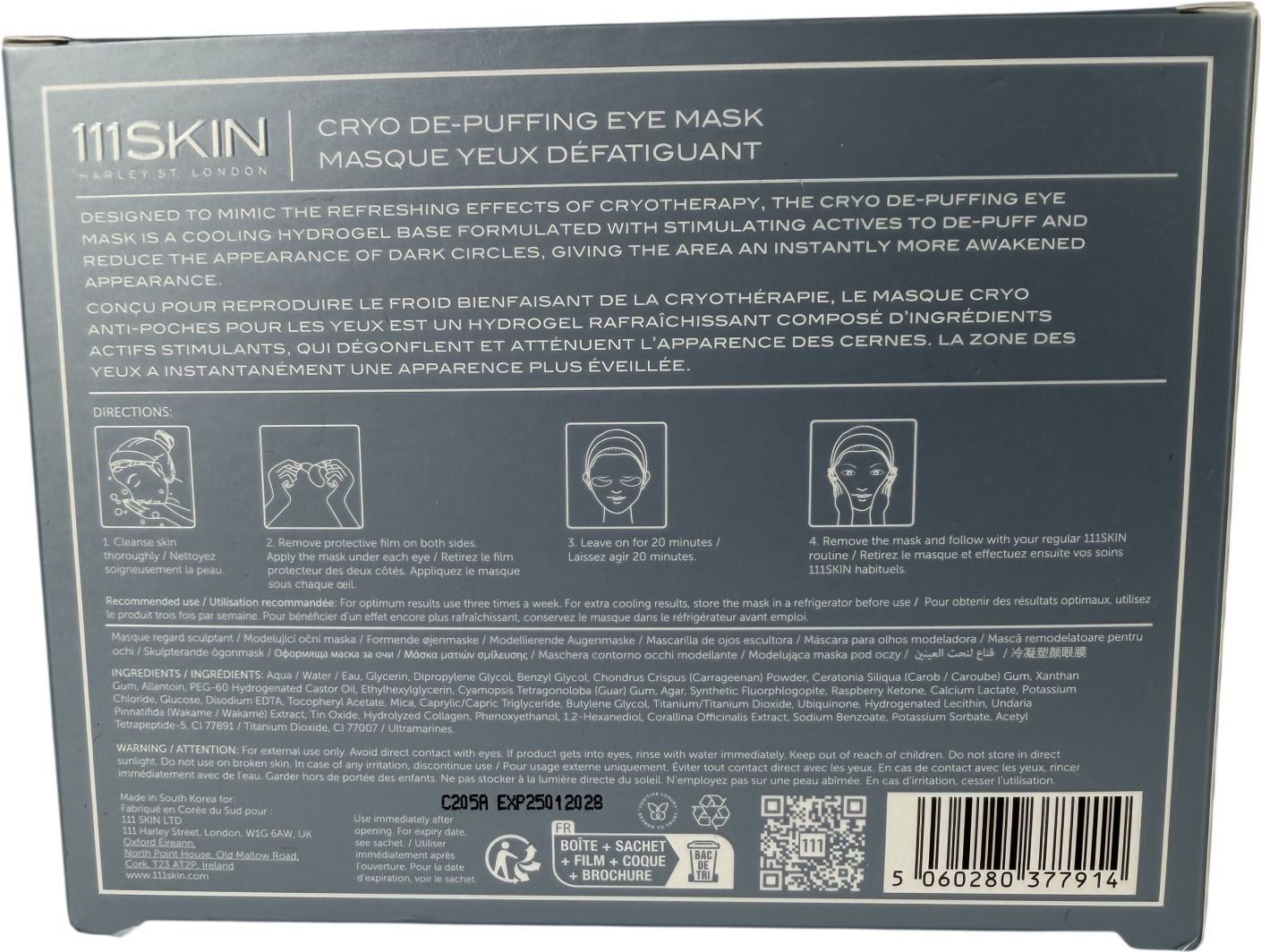 111skin Cryo De-puffing Eye Mask 8 Pack