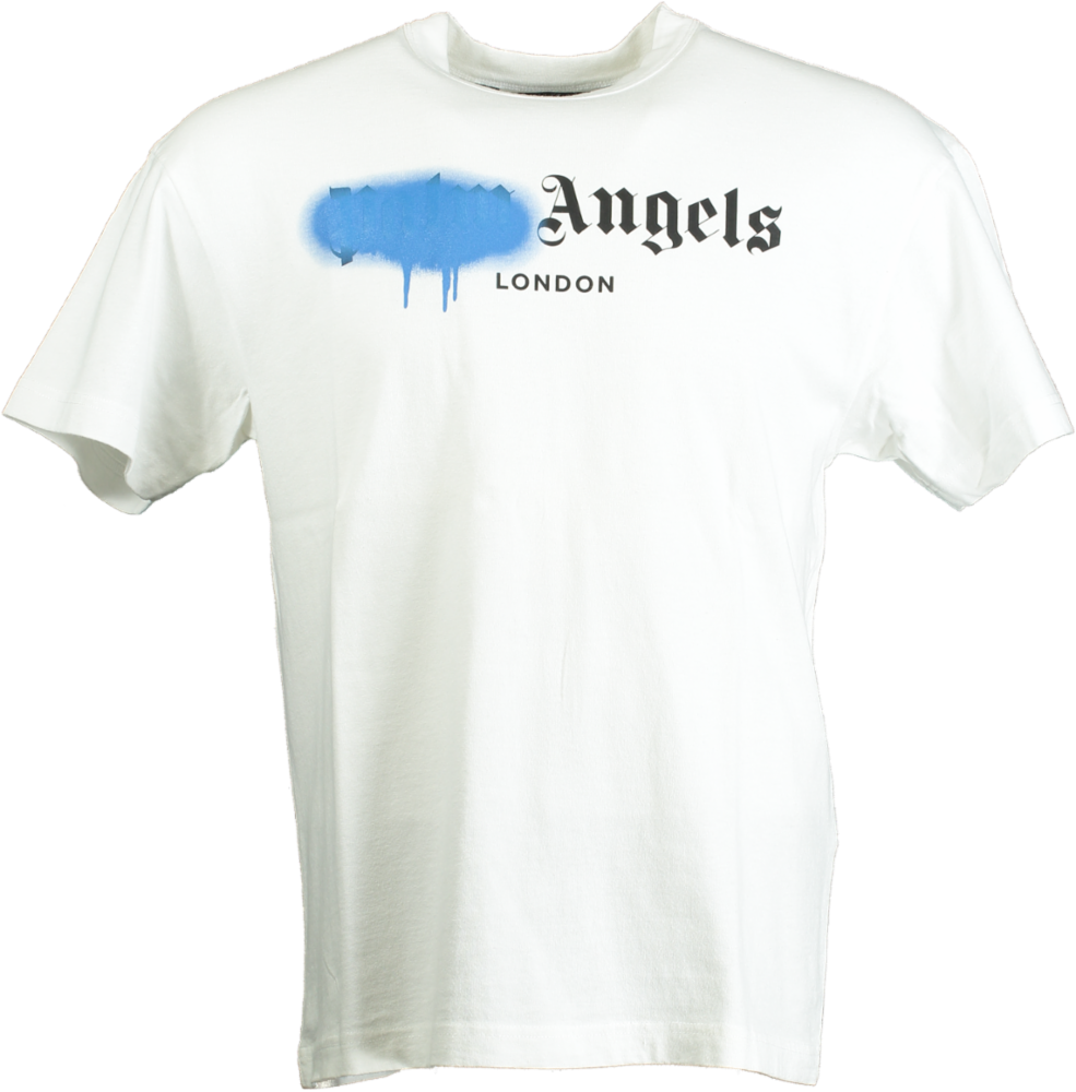 Palm Angels White Sprayed London Logo T-Shirt UK S