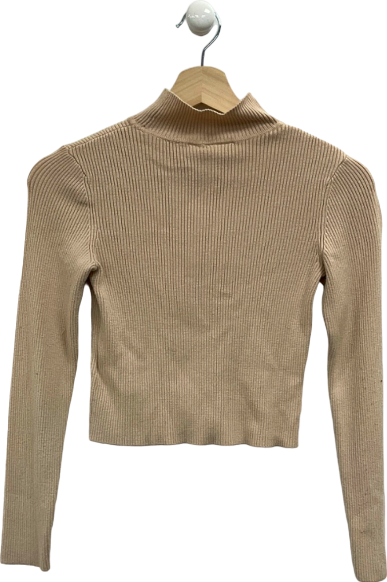 Kangol Beige Ribbed Turtleneck Sweater UK S