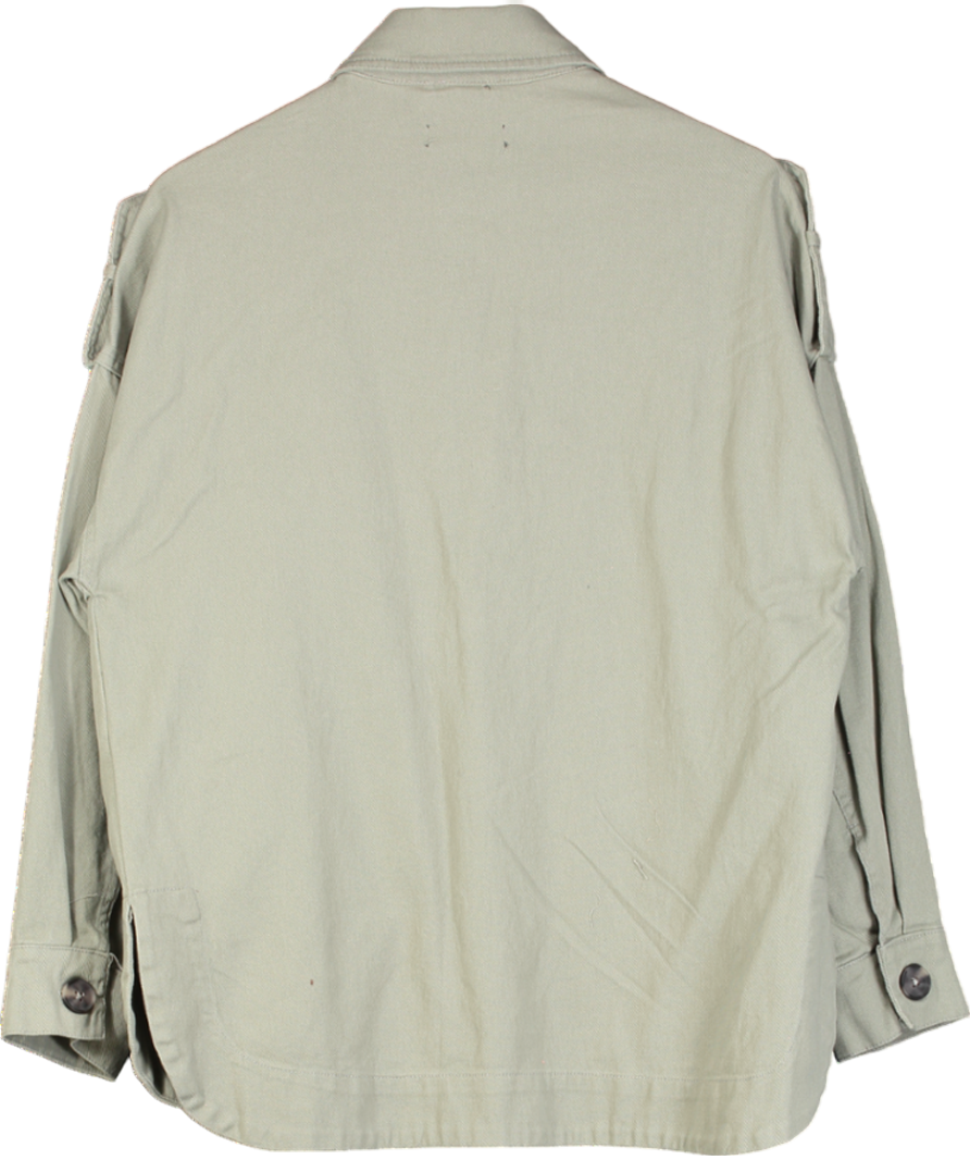 New Look Green Double Pocket Cotton Button Up Shacket UK 8