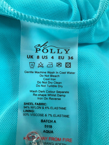 Oh Polly Aqua Sheer Mesh Long Sleeve Top UK 8