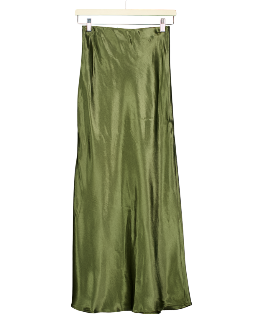 Mint Velvet Green Satin Maxi Slip Skirt UK XS