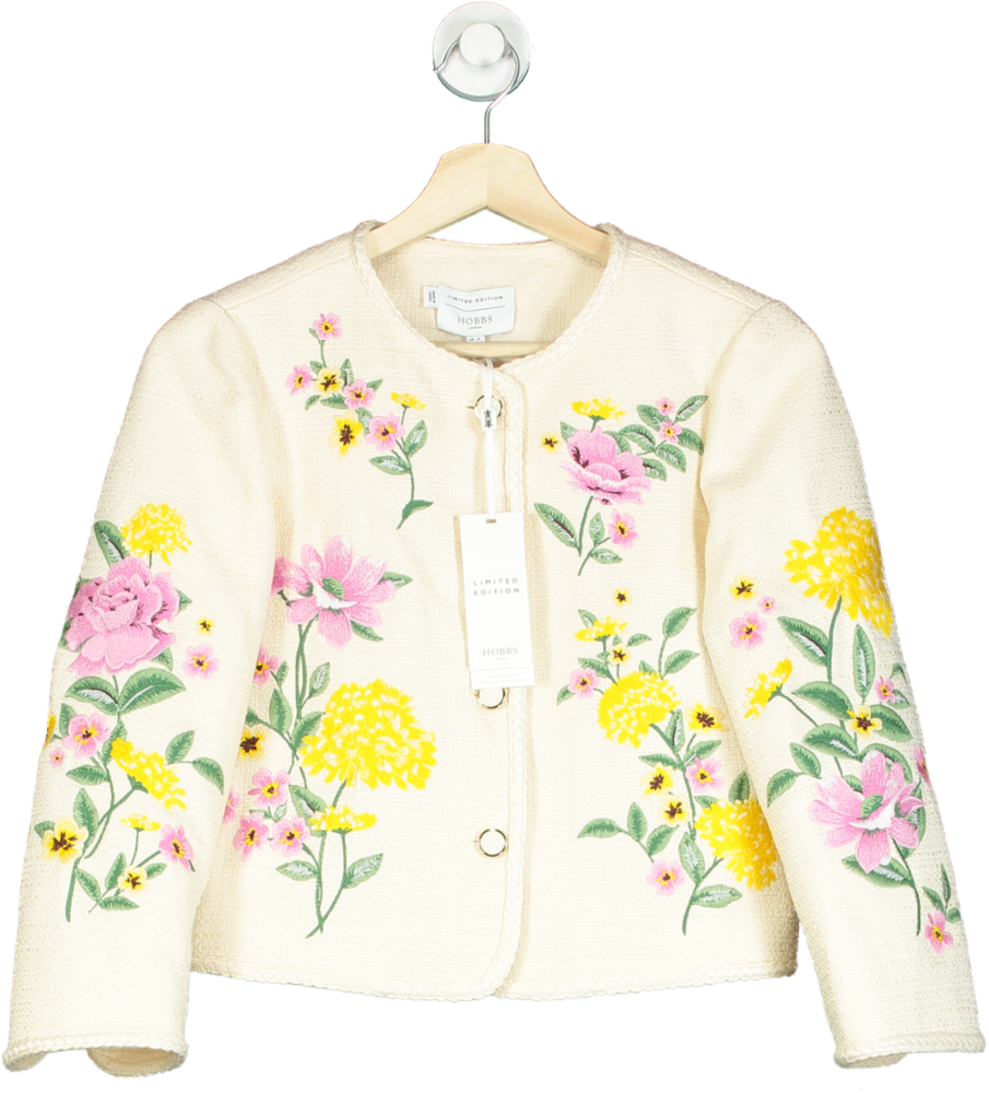 Hobbs London Ivory Floral-Embroidered Limited Edition Jacket UK 6