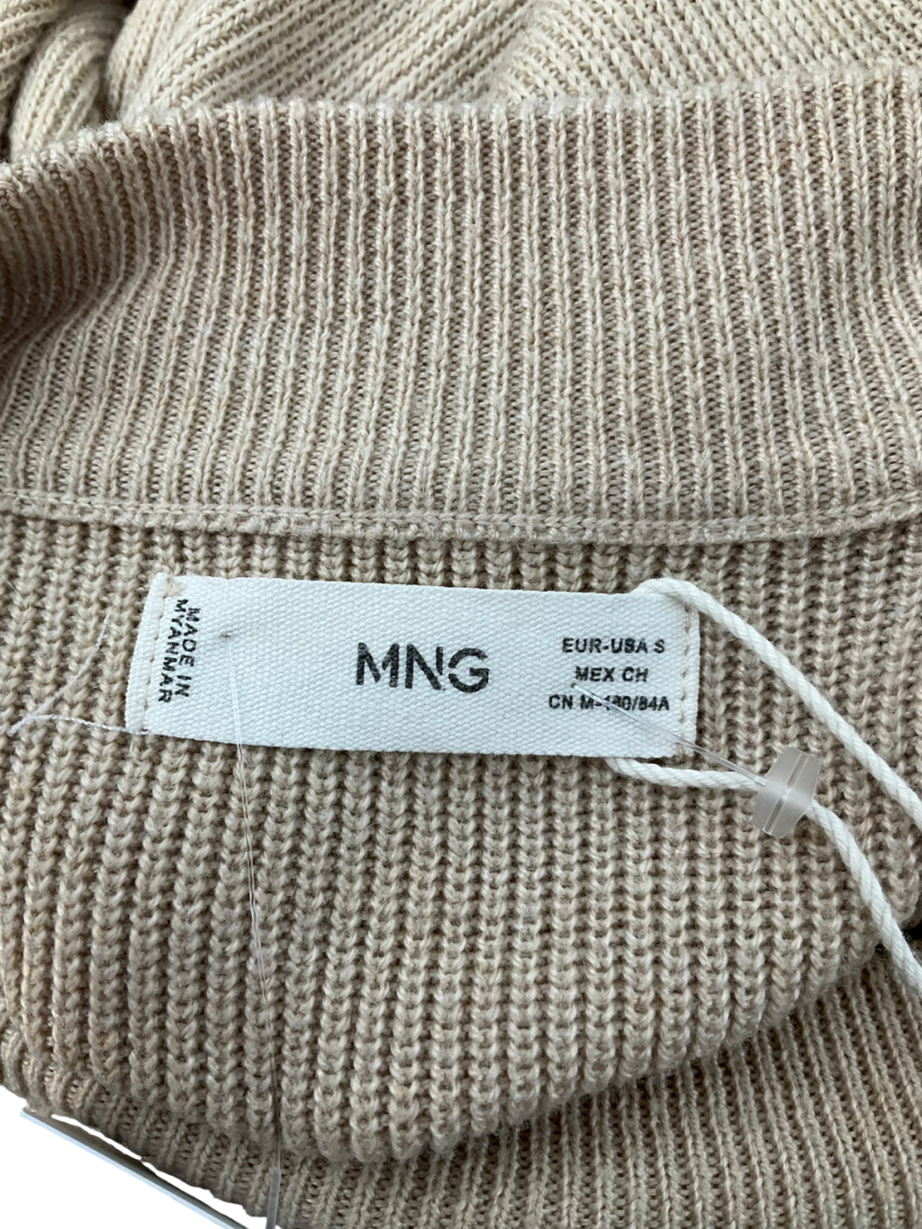 MNG Beige Round-neck Knitted Dress UK S