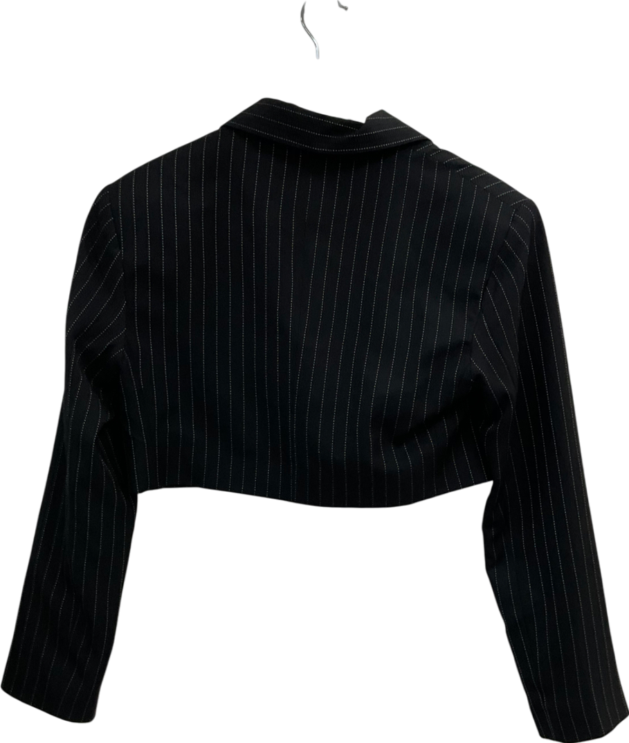ASOS Black 00s Power Crop Blazer In Pinstripe UK 8