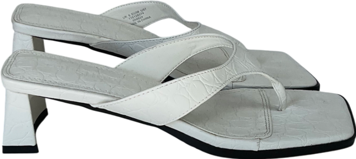 Topshop Indy Toe Post Mid Heeled Sandals In Off White Croc UK 5 EU 38 👠