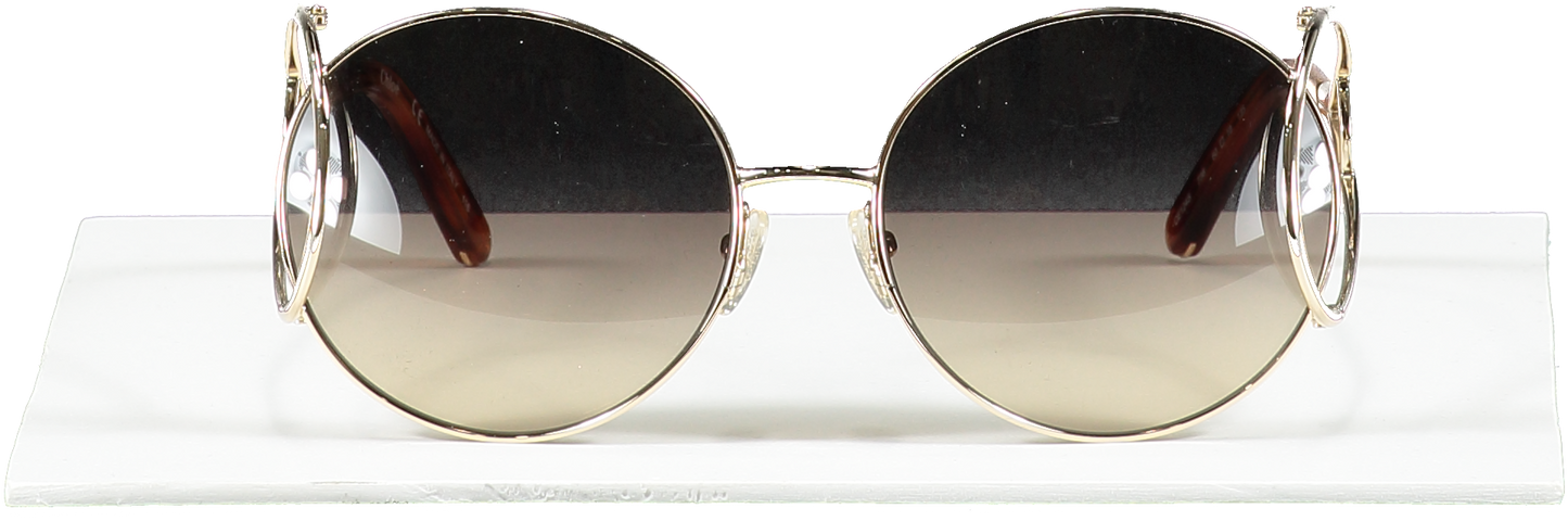 Chloé Metallic Gold / Brown 'ce124' Sunglasses